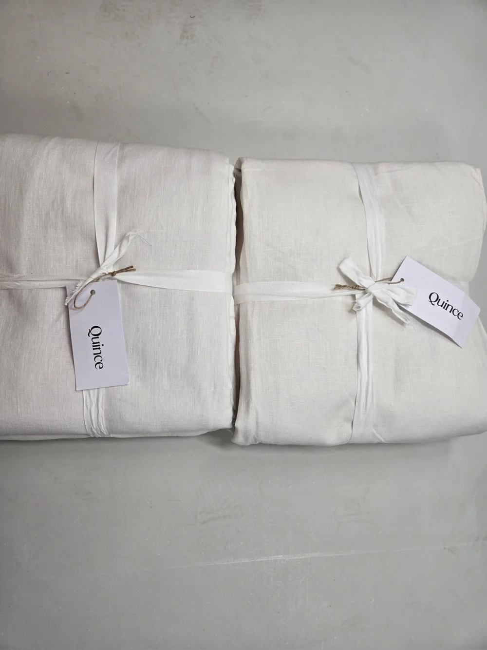 NWT QUINCE Set Of 2 48x96 European Linen True Blackout Curtains Cream 0475